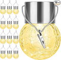12Pack Hanging Outdoor Solar Lights - Decorative Cracked Glass LED Ball Lights Waterproof Tree Solar Powered Globe Lights with Handle for Garden Yard Patio Fence Christmas Decoration Warm White