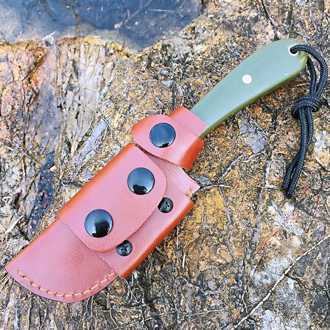 Watchman W229 EDC Fixed Blade Knife 14C28N Blade Steel Micarta Handle with Sheaths for Outdoor Activities Camping (Green)