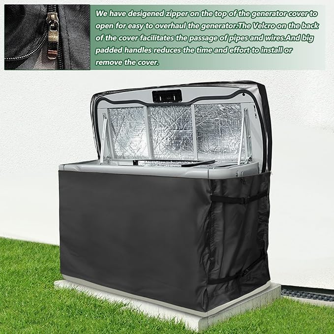 Generator CoverHeavy Duty 600D Waterproof Generator Cover for 7043 22kW Air Cooled Series Home Standby Generator Black