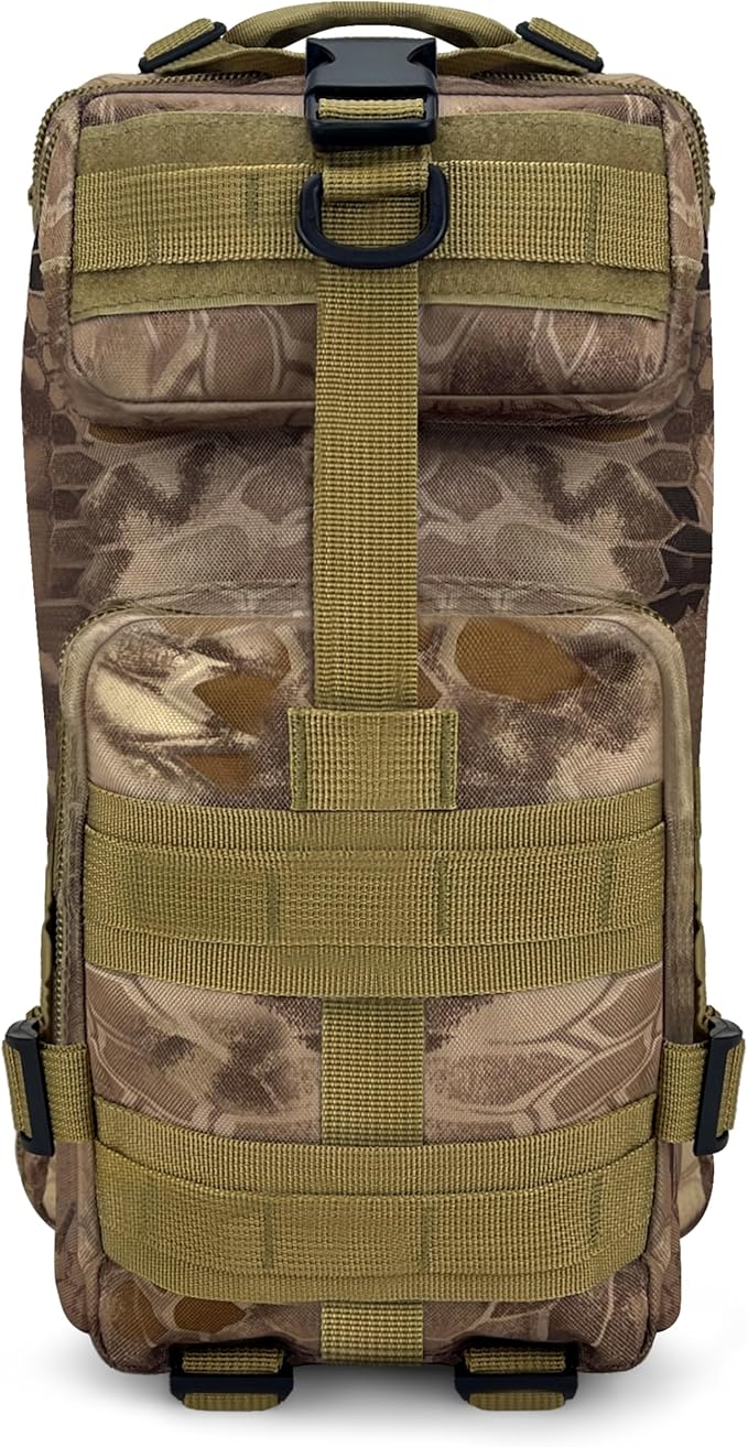ASA TECHMED Tactical Backpack - Durable 3-Day Pack for Hiking Emergency Preparedness - Hydration Compatible (Snake Brown)