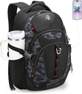 Swissdigital Design Laptop Backpack with USB Charging Port Travel Backpack Fits 15.6 inches Computer 31L College School Backpack for Men Gray Camo | SD803-91