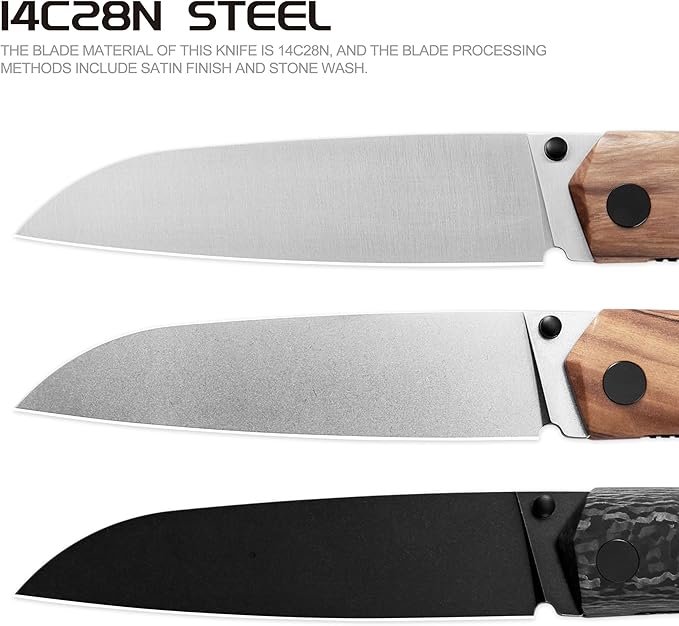 Petrified fish PF719 Folding Knife3.38 14C28N Steel Satin Blade Carbon Fiber Handle Thumb Stud Liner lock Pocket knife (Carbon Fiber Satin)