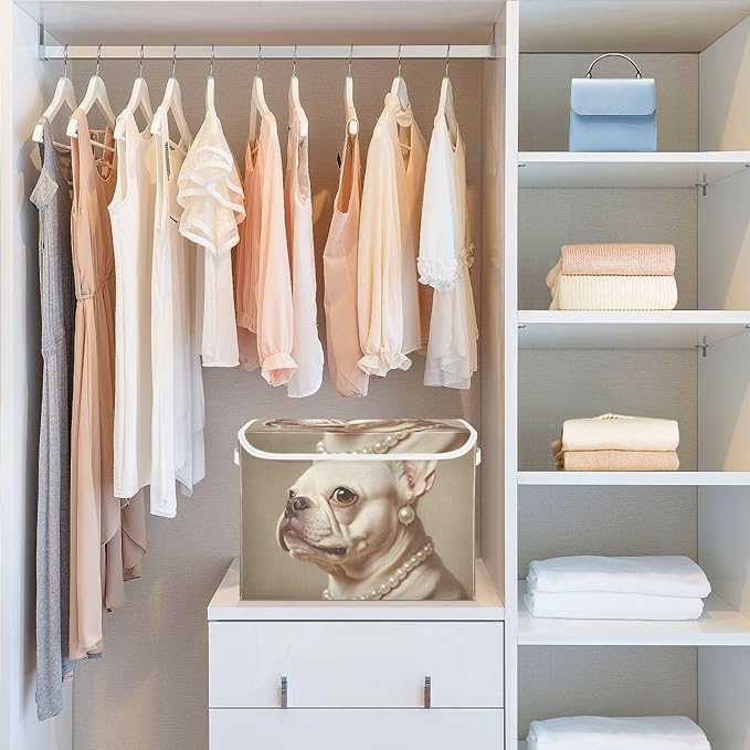 Storage Cube with Lid Elegant Pug Print 16.5×12.6×11.8 IN Collapsible Large Capacity Foldable Storage Basket Bin Organizer