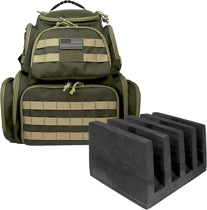 Tactical Shooting Range Backpack for Pistols HandgunsHeavy Duty Quality Gun Carrier Range Bag