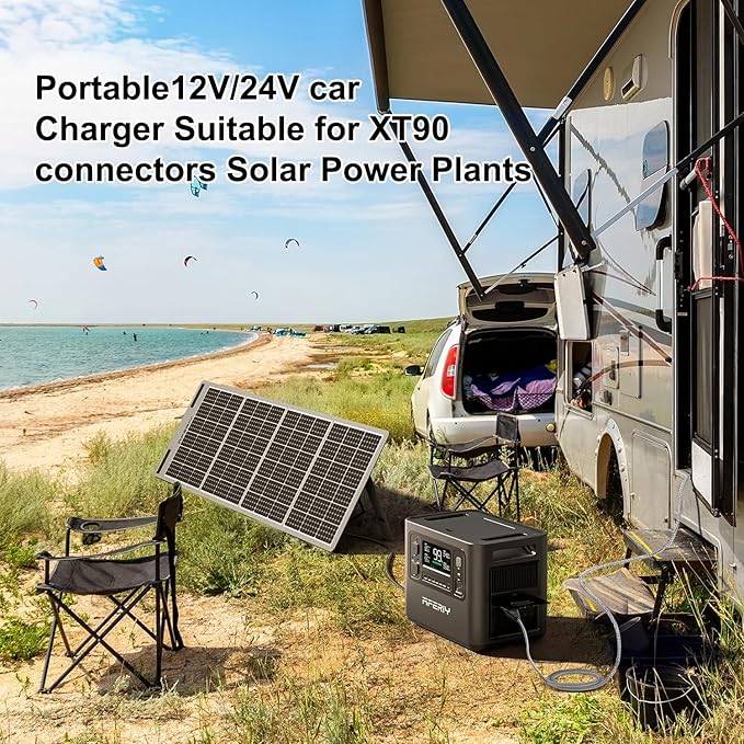 TAIFU DC12V/24V XT90 Car Charger for AFERIY AF-P110/P210/P310/2001A Portable Power Station FOSSiBOT F3600 Pro Bluetti AC200 AC200P AC200Max Solar Generator Cigarette Lighter 16AWG Power Supply Cord