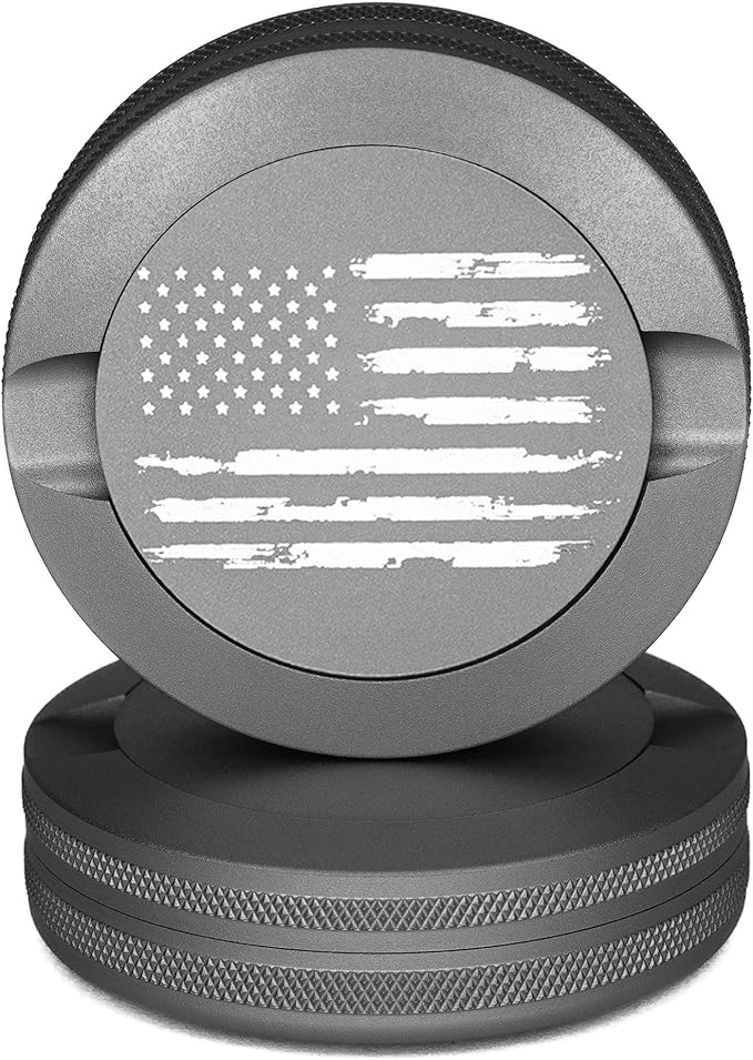 Premium Nicotine Pouch Container | Zyn Metal Can | Moisture &amp Odor Proof Snus Can | Zyn Accessories | Laser Engraved American Flag Design (Gunmetal Gray)