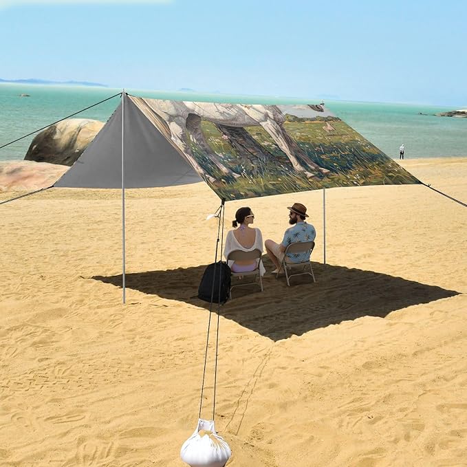 ALAZA White Horse Under Cherry Tree Beach Tent Sun Shelter Portable Canopy Sunshade for Outdoor Camping Picnics Backyard Fun 10x9 ft