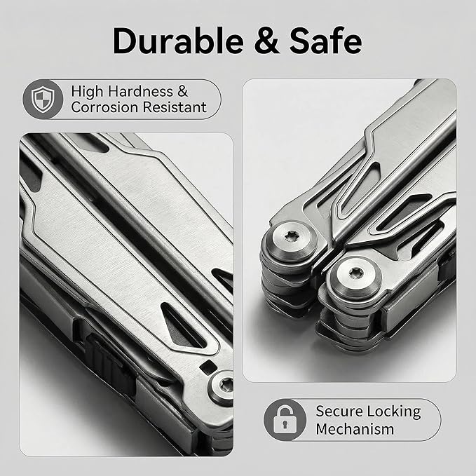 Multitool 28-in-1 Stainless Steel Multi-Tool with Pocket Knife Self-locking Pliers Bottle Opener Professional Multi Tool for Outdoor Survival Camping Hiking Hunting - Silver