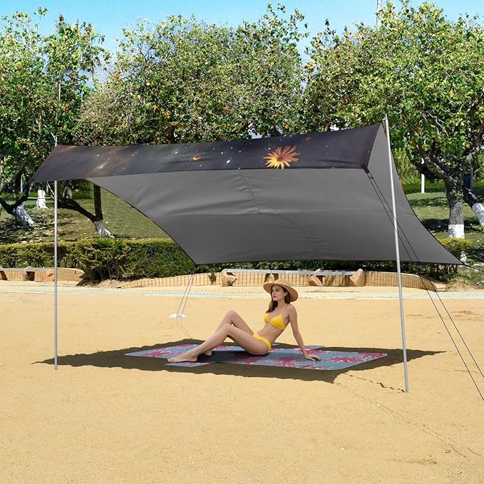 ALAZA Butterfly with Sunflower Beach Tent Sun Shelter Portable Canopy Sunshade for Outdoor Camping Picnics Backyard Fun 10x9 ft
