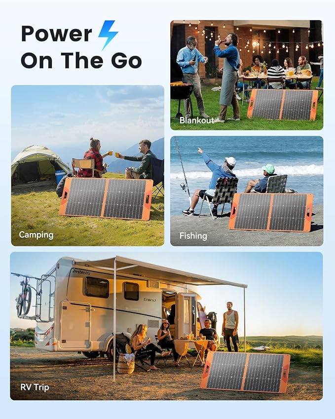 100W Portable Solar Panel for Power Station 19.8V Foldable Solar Charger with DC/XT60/Anderson Cable &amp QC3.0 USB Outputs 23% High Efficiency IP65 Waterproof 2 Kickstands for Outdoor Camping RV T