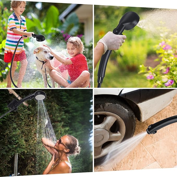 Portable Shower for Camping [Long-Lasting] Spopal 6000mAh Rechargeable Camping Shower with Intelligent LED Display 4 Spray Modes IPX7 Waterproof Outdoor Camp Pump for Hiking Travel Car Pet
