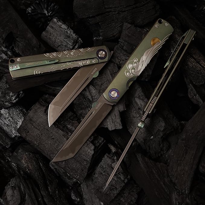 S35VN steel TC4 titanium alloy handle pocket folding knife Japanese style can be preferred as a gift camping home outdoor EDC