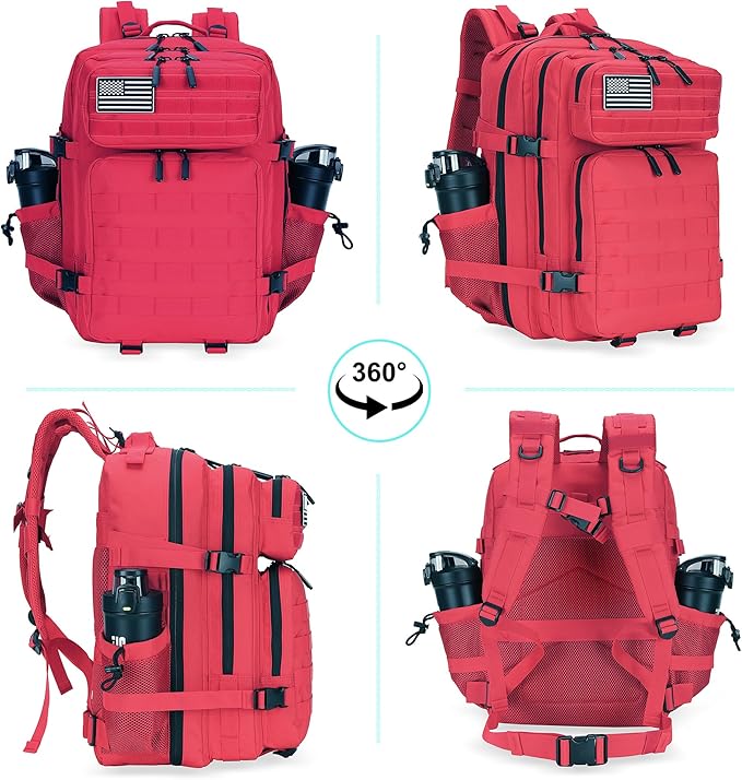 Lovelinks21 25L Military Tactical Backpack Small Assault Pack Molle Daypack for Men and Women for Work Travel Gym Outdoor Hiking Camping (Red)