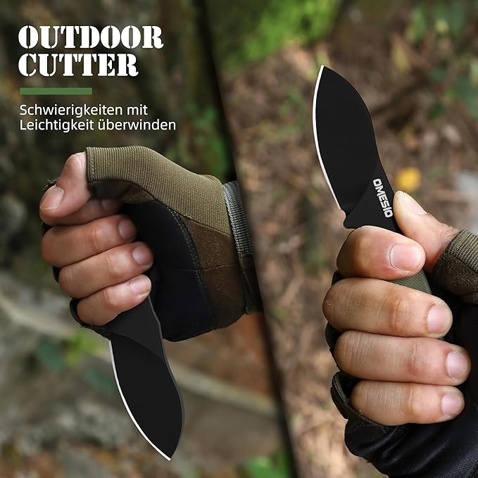 Omesio Neck Knife with Clip 5.9 Fixed Blade With Kydex Sheath and Necklance Nessmuk Blade Small Full Tang Tactical D2 Steel G10 Handle for EDC Outdoor Survival