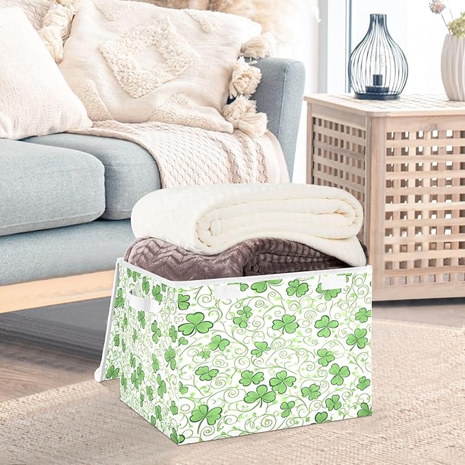 Twisted Clover Fabric Storage Bins with Lids and HandleFoldable Storage Bins with LidsCloset Organizers for Clothes Storage Room Organization Office Storage Chest Organizer