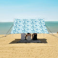 ALAZA Blue Leaves Doodle Beach Tent Sun Shelter UPF50+ Protection Beach Shade Canopy w/ 4 Sandbags for Outdoor Camping Fishing Backyard Fun Picnic 10x9 ft