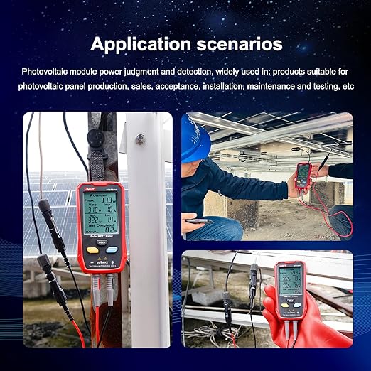 UNI-T UT673PV Solar Panel Tester Solar MPPT Meter 800W Photovoltaic Module Maximum Power Tester Intelligent Manual/Auto MPPT Test Large LCD and Multiple Result Displays