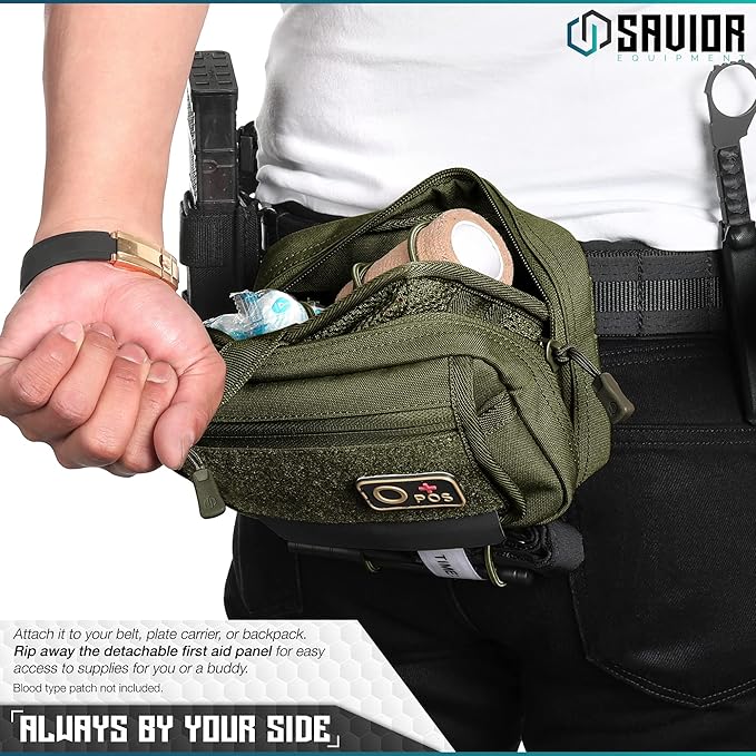 Savior Equipment IFAK Buddy Tactical First-Aid Kit Rip Away MOLLE Pouch Emergency EMT Utility Organization Medical Supply Carrier Outdoor Survival Travel Bag Attach to Backpack/Belt Loop