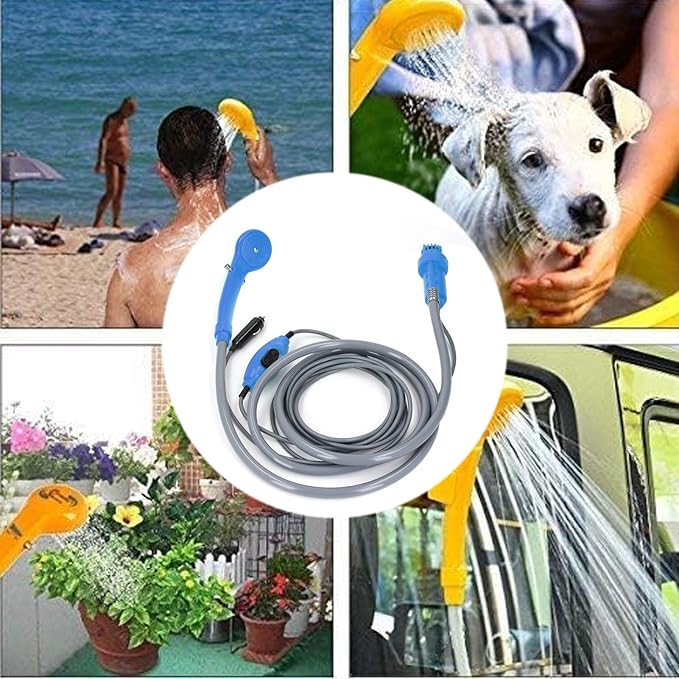 Ymiko Portable Camping Shower Kit Adjustable Water Leakproof Outdoor Showerhead Sprayer with 3D Water Outlets for Camping Hiking Pet Washing ABS Material 2.5 Lmin Rate