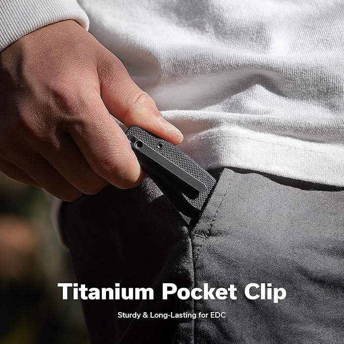 CIVIVI Clingman EDC Pocket Folding Knife with Titanium Reversible Clip 2.99 Nitro-V Blade G10 Handle Liner Lock Knife Gift for Men Women C23065-1 (Black)