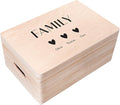 Creative Deco Personalized Wooden Storage Box Family Memory Box | 11.8x7.87x5.51in (+-0.5) | Multiple Choice | Hinged Lid Handles Engraving | Gift Box | Rough UNSANDED Keepsake Souvenir Chest