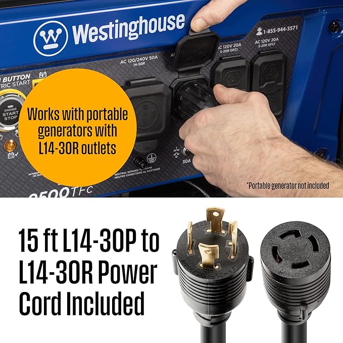 Westinghouse 30 Amp Transfer Switch Kit with 8 Circuits Compatible with Generators up to 7500 Running WattsGrey