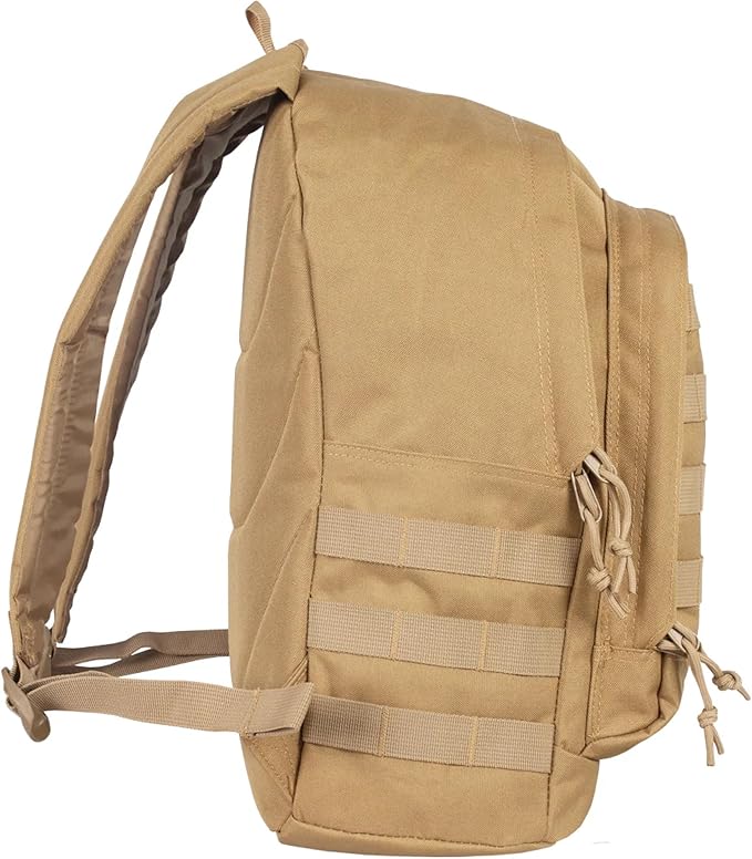 FOX OUTDOOR PRODUCTS Level 1 Tac-Pack Backpack w/Modular Webbing 22L Capacity Padded Straps for Hiking Camping &amp Travel COYOTE