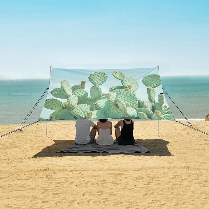 ALAZA Cactuses Bule Sky Beach Tent Sun Shelter Portable Canopy Sunshade for Outdoor Camping Picnics Backyard Fun 10x9 ft