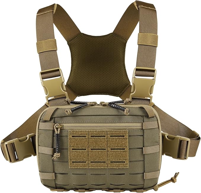 Tactical Chest Pack EDC Chest Bag 2L Utility Molle Chest Rig Pouch with CCW Compartment Adjustable Strap Outdoor