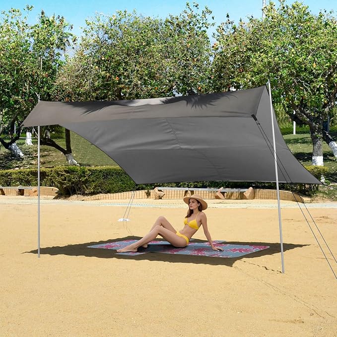 ALAZA White Black Dog Beach Tent Sun Shelter Portable Canopy Sunshade for Outdoor Camping Picnics Backyard Fun 10x9 ft