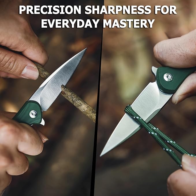 Hummingbird Lightweight Pocket Knife Symbol of Luck &amp PrecisionD2 Steel Folding Blade with Military Green G10 Handle Lightweight Everyday Carry Knife for Husband Dad Unique EDC Gift with Pre