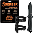 Gerber Gear LMF II Infantry Survival Knife Made in USA Military Grade Tactical Fixed Blade with Serrated Edge Shock Absorbing Handle Molle Sheath and Sharpener Black