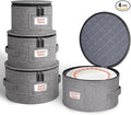 Cirhy Hard Shell China Storage Containers 4-Piece Set - Reinforced Hard-Sided Moving Boxes for Dinner Plates Bowls &amp Saucers - Stackable Dish Packing Protectors with 48 Felt Dividers