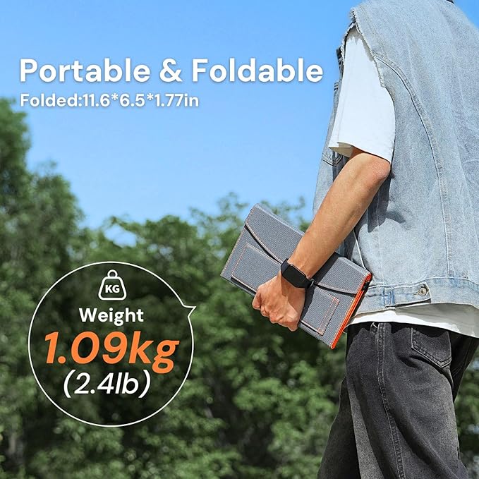 30W Portable Solar Panel Charger with USB and Type-C Outputs(5V/3A Max) for Phones Power Banks Tablets Fast Charges 2 Devices at Once IP67 Waterproof for Camping Hiking and Outdoor Activities