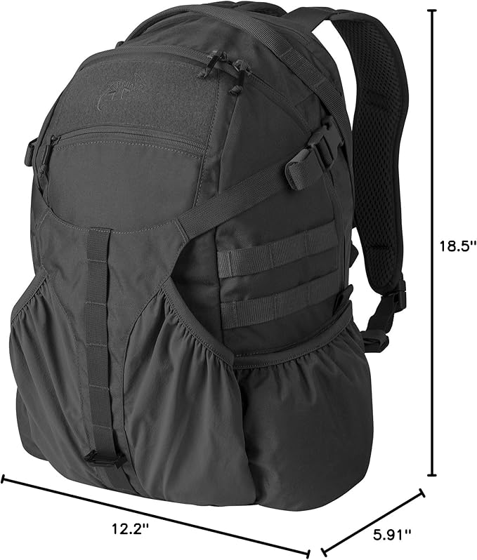 Helikon-Tex RAIDER 20 L Tactical Backpack Black – Cordura MOLLE Daypack with Hydration Sleeve &amp Rain Cover
