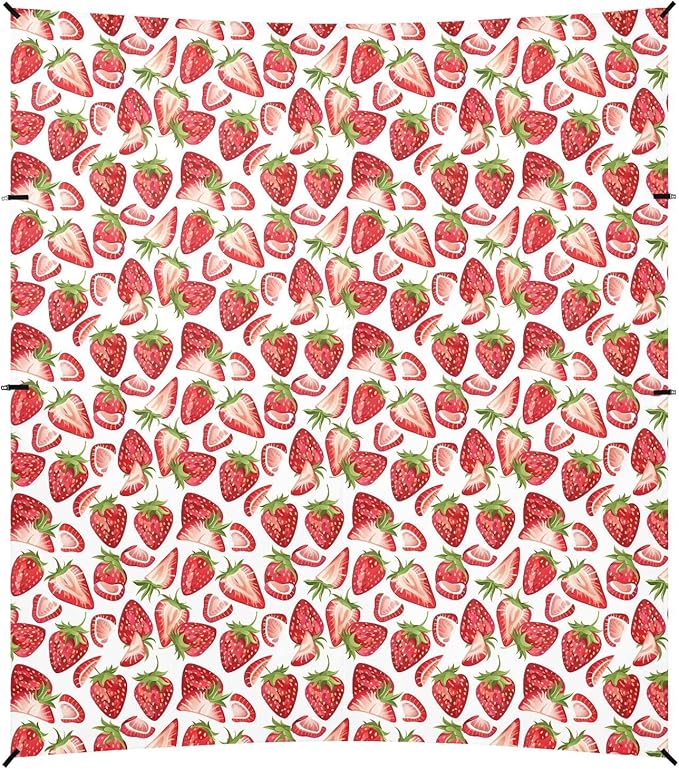 ALAZA Strawberry Fruit Beach Tent Sun Shelter UPF50+ Protection Beach Shade Canopy w/ 4 Sandbags for Outdoor Camping Fishing Backyard Fun Picnic 10x9 ft