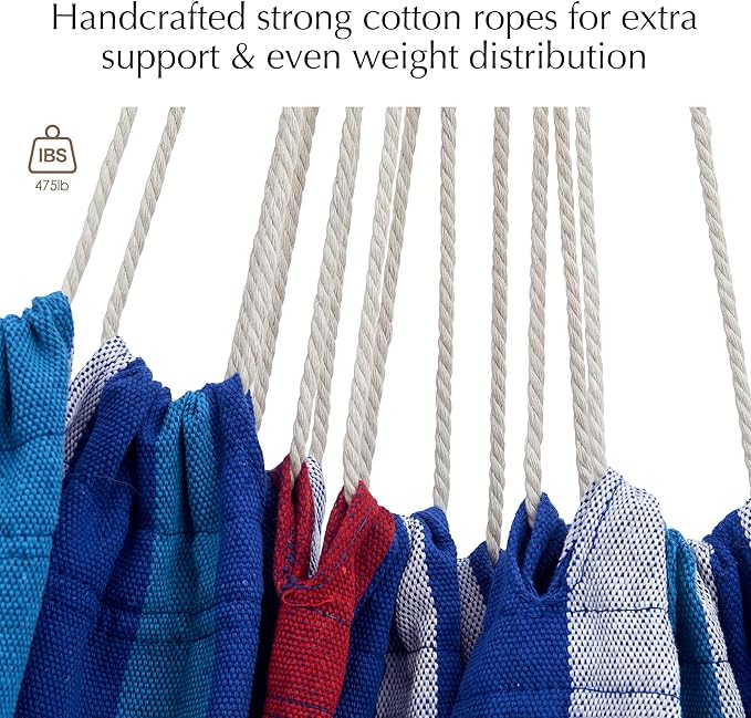 PNAEUT Double Hammocks for Outside Replacement Outdoor Tree Hammock for Indoor Patio Porch Garden (Denim Medium)