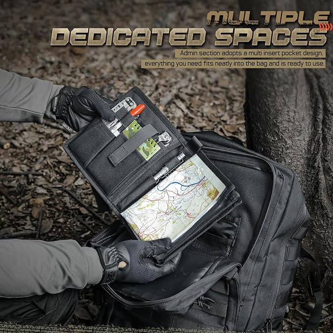 LIVANS Tactical Pouch Military Map Case Holder Army Foldable Map Storage Pouch Multifunctional for Outdoors or Hiking - 13x10 Clear Viewing Area1000D Oxford + Waterproof TPU
