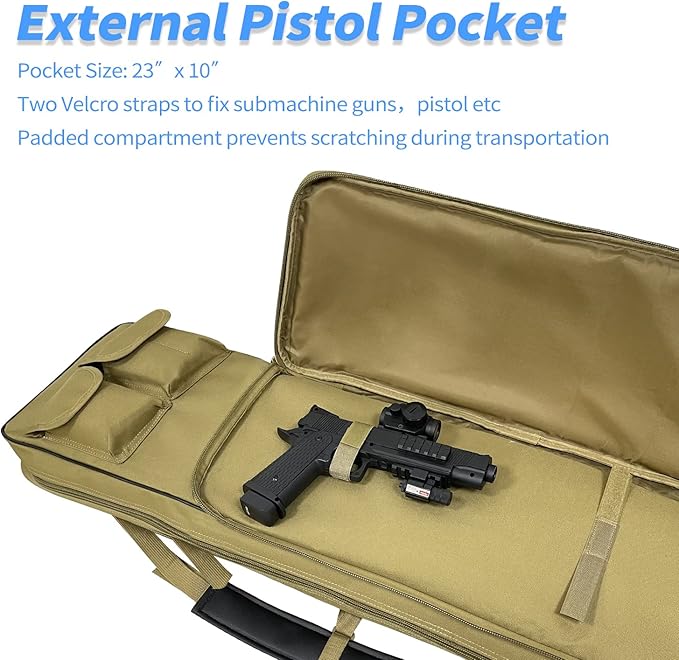 Sutekus Tactical Double Rifle Case Gun Case Padded Rifle Storage Backpack Integrated Pistol and Magazine Storage (3 Sizes 2 color)