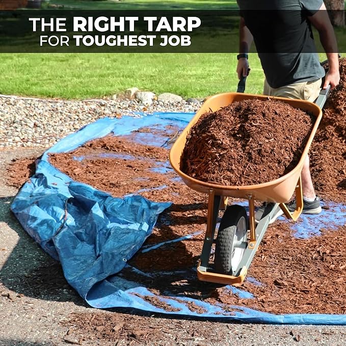 Tarps Heavy Duty Waterproof 16x20-12 mil Thick Camping Tent - Blue Tarp 16x20 UV Resistant Rip &amp Tear Proof with Metal Grommets – Multipurpose Use for Camping Tent Boat RV Car &amp Pool Cov