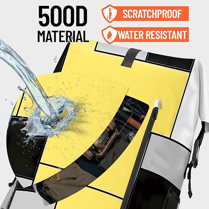 Waterproof Dry Bag Heavy Duty Marine Dry Bags for Kayaking Hiking Yellow Black Backpack Roll-Top Closure Bag - Backpack Waterproof Phone Case 35L/55L/85L