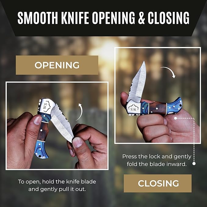 Custom Pocket Knife gifts for Men Personalized Damascus Folding Knife Engraved Gifts for Him Dad Boyfriend Husband Anniversary Groomsmen Gifts. Custom Knife for Camping Hunting Everyday Carry (
