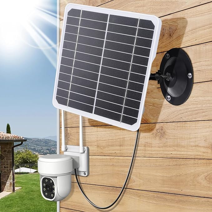 AUNMAS 20W Monocrystalline Solar Panel for Security Camera Outdoor 5V Waterproof Adjustable Wall Mount with 9.8ft Cable