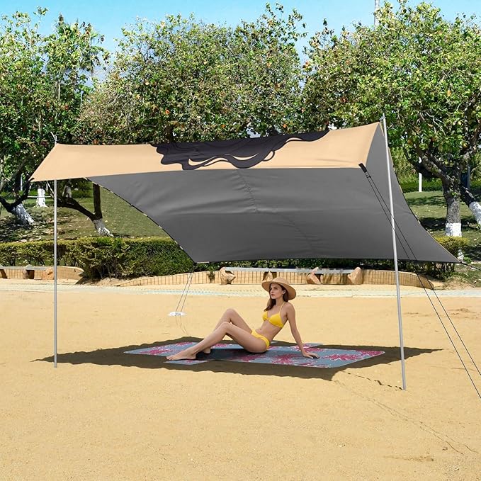 ALAZA Black Woman with Curly Hair Beach Tent Sun Shelter Portable Canopy Sunshade for Outdoor Camping Picnics Backyard Fun 10x9 ft