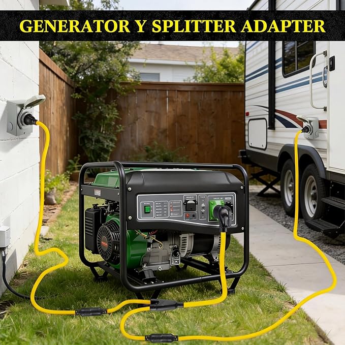 Kanayu TT-30P to L5-30R &amp L14-30R 30 Amp RV Generator Adapter Cord Compatible with NEMA 30 Amp Generator to EV/RV Charging and House Inlet Box 8/2+10/2 STW AWG ETL Listed 2.5 ft