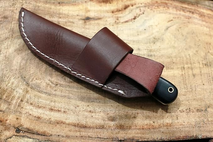 GCS Handmade D2 Steel Hunting And Skinning Knife with Black Micarta Handle Full Tang Blade and Leather Sheath for Hunting Hunting Camping Survival EDC-GCS 944