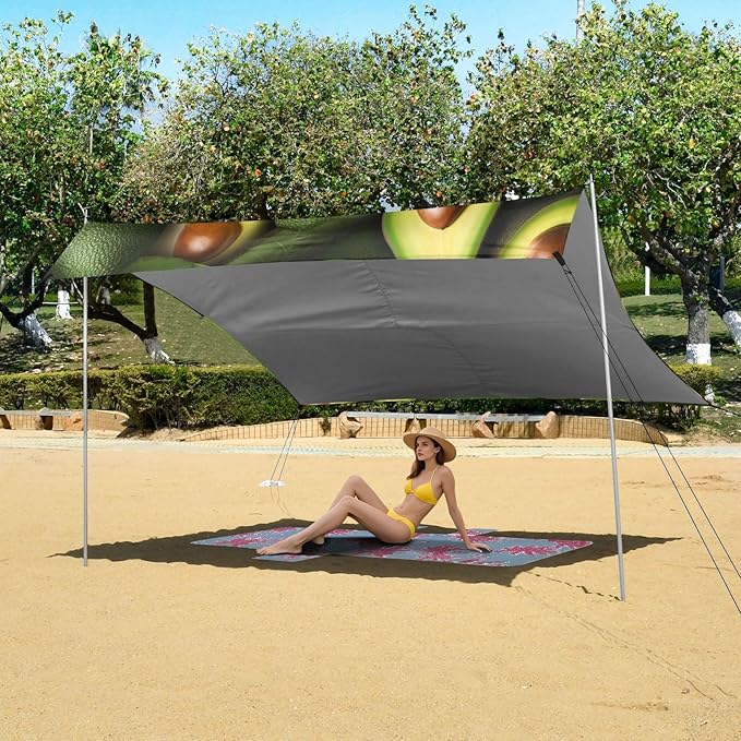 ALAZA Avocado Fruit Beach Tent Sun Shelter Portable Canopy Sunshade for Outdoor Camping Picnics Backyard Fun 10x9 ft
