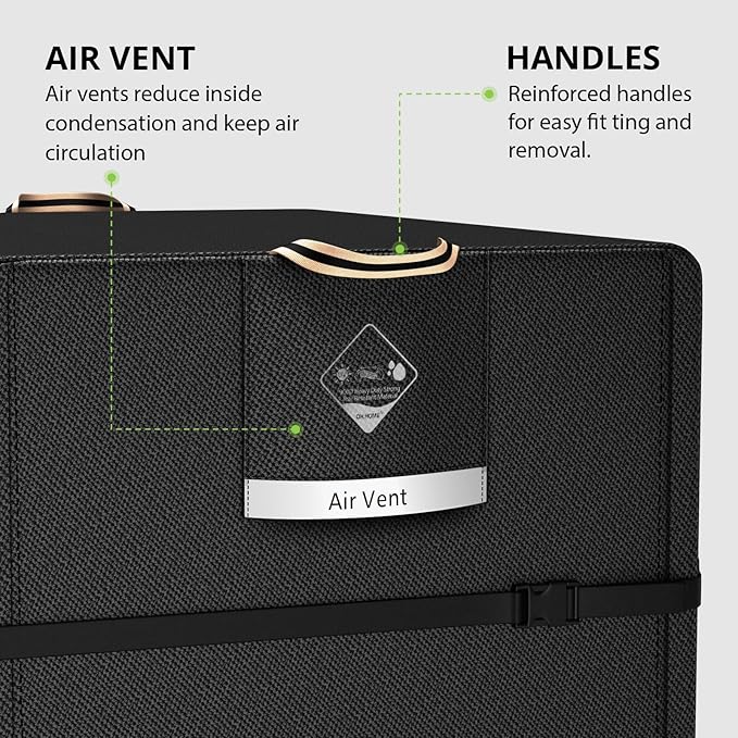 QH.HOME Waterproof Generator Cover 30x30x26 inch 900D Heavy Duty Oxford with Secure Windproof Buckle- for Most Generators 5500-15000 Watt Black