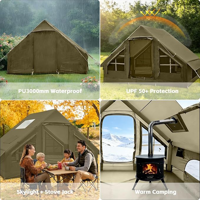 Inflatable Tents for CampingEasy Blow Up Tent with Hand Pump4 Seasons Waterproof Air Inflatable Camping Tent House for Family Weekend Camping