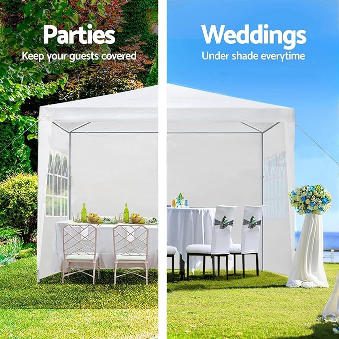 Outdoor Gazebo Canopy Wedding Party Tent Camping Shelter Commercial Instant Shelter Waterproof Tent with Removable Side Walls (10'x10' Three Sides)